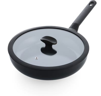 BK Enjoy Hapjespan 28cm met deksel – 3.4L – PFAS-vrije antikleeflaag – Hapjespan inductie – Keramische pan - Ovenbestendig tot 160°C - Koudgrepen - Met glazen deksel - Zwart