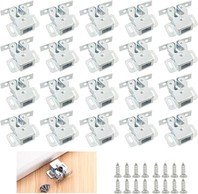 20 Stuks Dubbele Rolsloten voor Kastdeuren, Veiligheidsvergrendelingen voor Meubels en Kasten, Inclusief Schroeven en Montageaccessoires