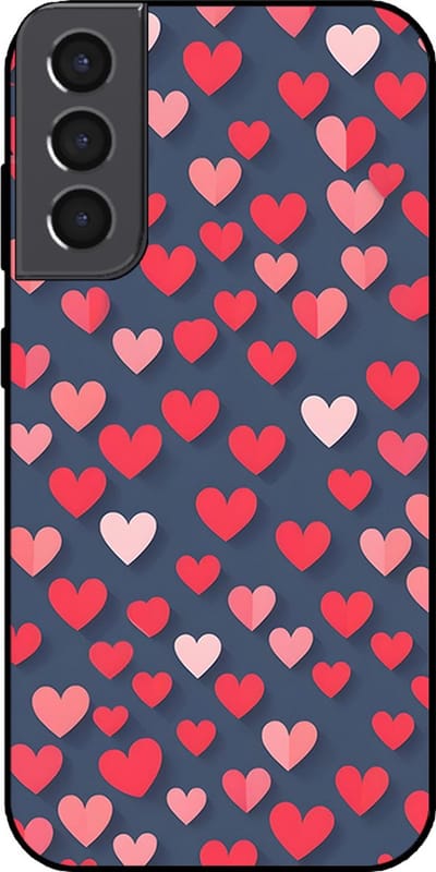 Smartphonica Telefoonhoesje Geschikt voor Samsung Galaxy S21 met Roze en Rode Hartjes Opdruk - TPU Backcover Case With Rosé and Red Heart Design geschikt voor Samsung Galaxy S21
