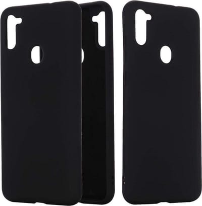 LuxeBass Hoesje geschikt voor Samsung Galaxy M11 - Siliconen hoes - Soft cover - Zwart - telefoonhoes - gsm hoes - gsm hoesjes