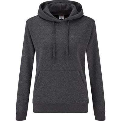 Fruit of the Loom Klassieke Dames Fit Sweatshirt Met Capuchon (Donker Heather)