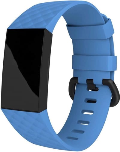 New Age Devi - Sportbandje - Schubben Siliconen - Geschikt voor Fitbit Charge 3 4 - Licht Blauw - SM