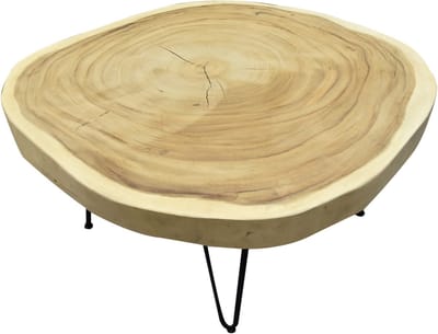 Boomstamtafel met metalen poten 80xH45 rond - bladdikte 6 cm