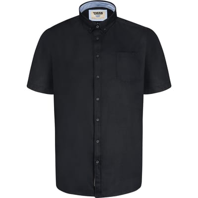 Duke Heren D555 James Oxford Kingsize Kortemouw Overhemd XXL zwart