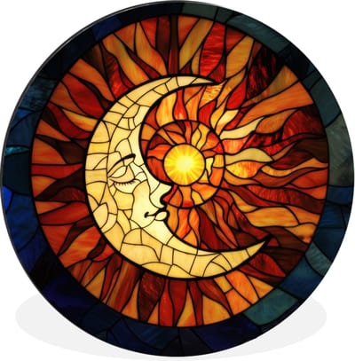WallCircle - Wandcirkel - Muurcirkel - Mozaïek - Glas - Maan - Donkerblauw - Aluminium - Dibond - 30x30 cm - Binnen en Buiten
