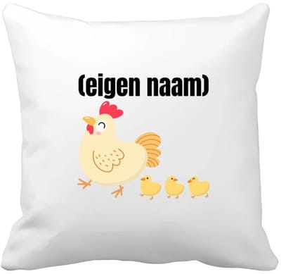 Akyol - kip met kuikens met eigen naam Kussen hoes - Kippen - kippen liefhebbers - iemand die houdt van kippen - verjaardag - cadeau - kado - 40 bij 40 cm