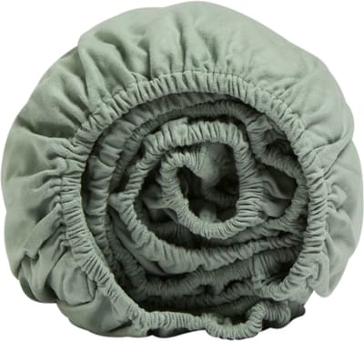 Yumeko hoeslaken flanel pale groen 90x200x30 - Biologisch & ecologisch