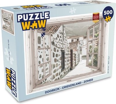 Puzzel Doorkijk - Griekenland - Zomer - Legpuzzel - Puzzel 500 stukjes