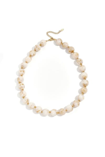 Honey Bead Ketting | RVS & Acryl | Kralen Ketting | Beige | Beste Cadeau voor haar