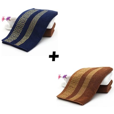 Ensemble de 2 serviettes de bain 100 % coton pour adultes, serviettes éponge, gant de toilette pour visage et mains, pour voyage, plage, sports, salle de sport, natation 34x75cm 2pcs blue