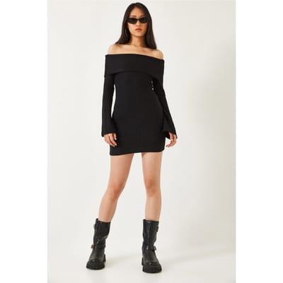 Off-Shoulder Slim Fit Mini Jurk