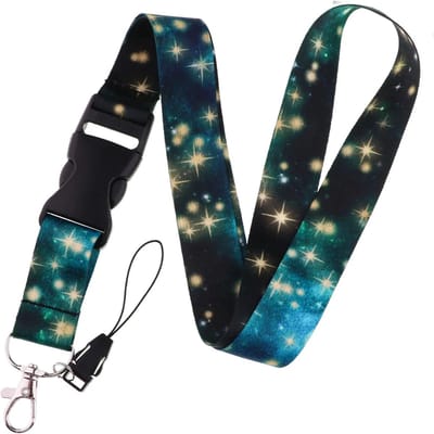 Travel Cords - keycord Stars - sterren print - met handig clipsysteem - lanyard - paarse marmer print - sleutels en telefoon - met telefooncord - sleutelkoord