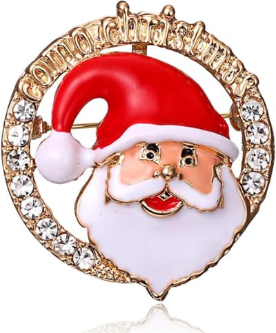 Kerstbroche met Strass Kerstman Broche - Bling Bling Sieraad voor Kerst