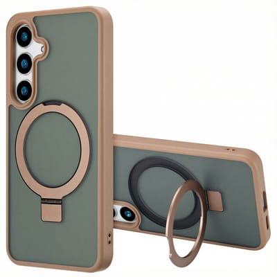 Accezz Hoesje - Geschikt voor Samsung Galaxy S24 Plus - Ring Stand Backcover met Magnetische Ring - Bruin