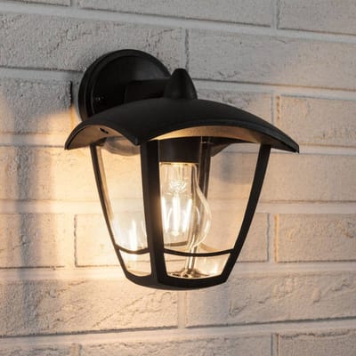 Wandarmaturen voor buiten Classic Curved IP44 164x225 mm max. 12W 230V Helder, Zwart Kunststof