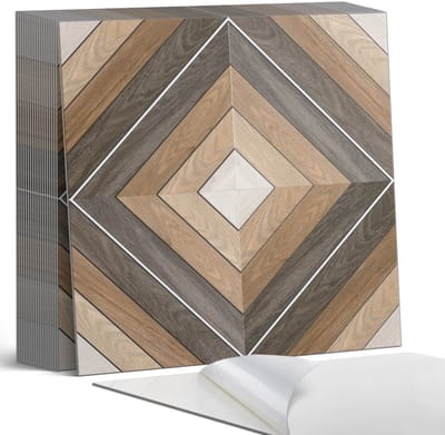 Coloray Plaktegels - Geometrisch ruitpatroon Zelfklevende Tegels - 20 cm x 20 cm - Bruin Plaktegels - 20 stuks - Vierkant PVC Tegels - Plaktegels Badkamer - Plaktegels Vloer - Vinyl Tegels - Wandtegel Zelfklevend