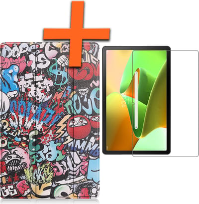Hoesje - Geschikt voor Lenovo Tab M10 Plus (3e / 3rd Generatie) - Met Screenprotector - Trifold Bookcase - Hard Cover - Hardcover Book Case - Tablet Hoes - Graffity