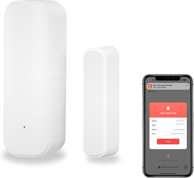 Draadloze deur-/raamsensor met real-time waarschuwing en compatibiliteit met slimme assistenten