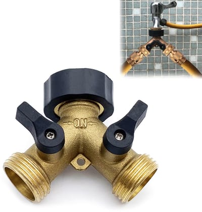 Dailygoods- Tappenkraan Y-verdeler - 2-weg aansluiting - Messing - Sluitkranen - Corrosiebestendig - 6,3 x 7,5 x 4,5 cm - Tuinslangverdeler