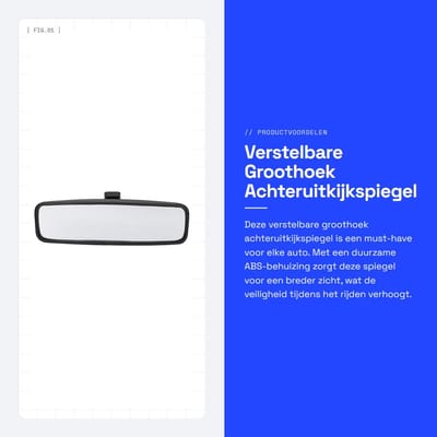 Dailygoods- Achteruitkijkspiegel Groothoek Verstelbaar - Interieur Spiegel - ABS Behuizing - Geschikt voor 107/206/106 - 100% Nieuw - OEM 814842 - Interieurspiegel