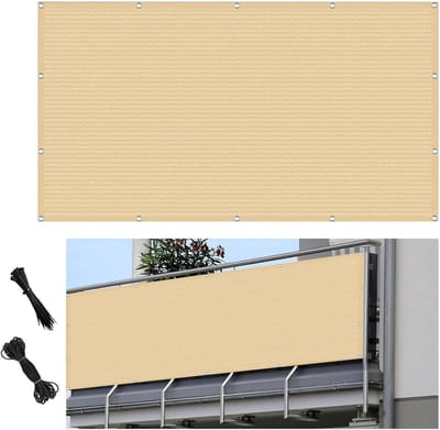 Tuinhek 170 x 940 cm Praktische Inkijkbescherming Makkelijk Te Installeren, Zonder Boren Privacydoek Voor Tuin Balkon met Oogjes Voor Balkon, Zand geel