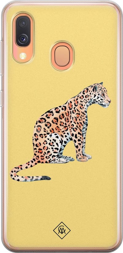 Casimoda® hoesje - Geschikt voor Samsung A40 - Leo Wild - Backcover - Siliconen/TPU - Geel