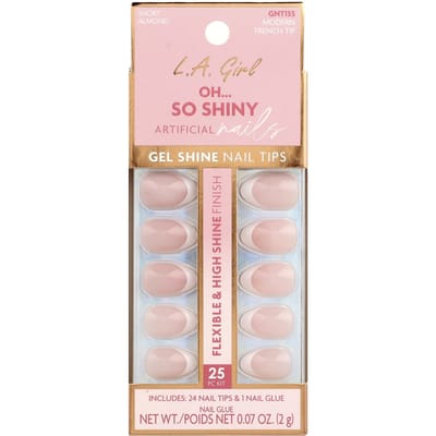 LA. Meisje, Oh Zo Glanzende Kunstnagels, Gelglans Nagel Tips, GNT155 Moderne Franse Tips, 25-Delige Set white
