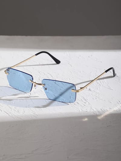 1/2PCS Unisexe Durable Métal Métal Rectangulaire Monture de Lunettes Monture Mode Sans Bord Lunettes de Soleil Lunettes Pour Fête Extérieure sur la Plage gray