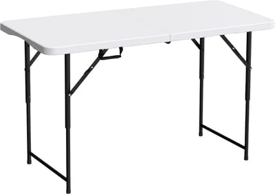 ADSafety Inklapbare Tafel - Campingtafel - Klaptafel - Vouwtafel Buiten - Tuintafel - 3 Hoogtes - 122 x 60 x 74 cm - Wit