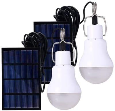 GELLDG Hangende LED-lamp voor buiten - met 3,5 m kabel - Draagbare zonnelamp - Oplaadbare LED-lamp - Geschikt voor vissen, kamperen, noodgevallen, tuinieren, enz. - 2 sets
