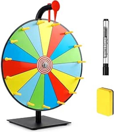 VIN® Rad van Fortuin - Draaiwiel 15 cm - Draairad - Gezelschapsspel - Tafelmodel – Prijswiel – Inclusief 3 verschillende Borden