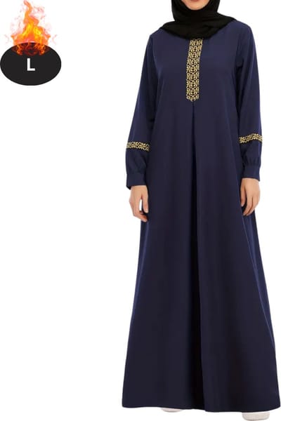 Bovista Islamitische Kleding - Djellaba Dames - Moslim Kleding - Arabisch Dames Kaftan - Alhamdulillah - Blauw - L