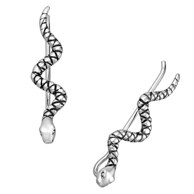 EAR IT UP - Oorklimmers - Slang - Snake - Ear climbers - Oorschuiven - Earclimbers - Ear crawlers - Geoxideerd 925 sterling zilver - 24 x 4 mm - 1 paar