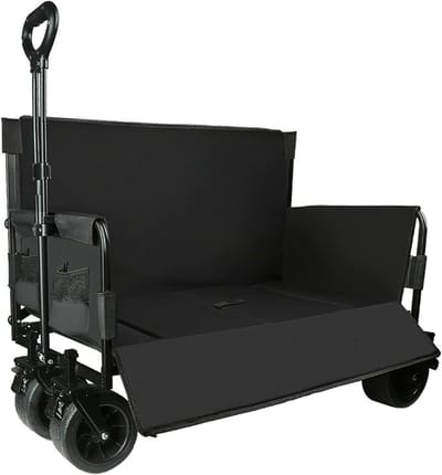 Strandkar met Zijopening - Festivalwagen Campingwagen - Zware Lasten Vervoeren - Maximale Belasting 250kg - 150 liter - Zwart