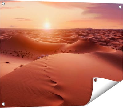 Gards Tuinposter Woestijn in de Sahara bij Zonsondergang - 80x60 cm - Tuindoek - Tuindecoratie - Wanddecoratie buiten - Tuinschilderij