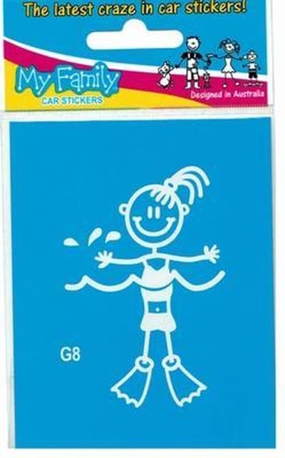 Meisje in zwembad - autosticker - wit - 8 cm - The Sticker Family