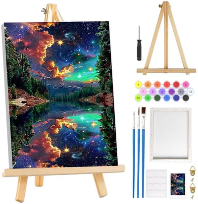 Dailygoods- Schilderen op Nummer - 8 x 8 inch Canvas met Frame - Doe-het-zelf Kunst Kit - Wanddecoratie voor Volwassenen - Eenvoudig en Schattig Patroon - Geschikt voor Beginners - Doe-het-zelf Schilderij