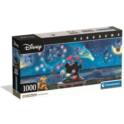 Clementoni - Puzzel - 1000 Stukjes - Panorama Mickey & Minnie - Compact Box