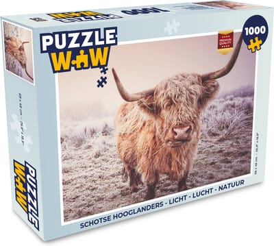 Puzzel Schotse hooglanders - Licht - Lucht - Natuur - Legpuzzel - Puzzel 1000 stukjes volwassenen
