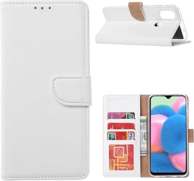 LuxeBass Hoesje geschikt voor Samsung Galaxy M31s - Bookcase Wit - portemonnee hoesje gsm hoesje - telefoonhoes - telefoonhoesjes