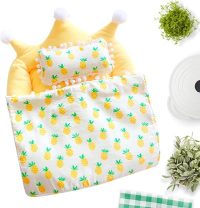 Poppen Beddengoed Set - Accessoires Poppenhuis - Rollenspel Verkleedspel - Zacht Katoen Fluweel - 34 x 32 x 6 cm