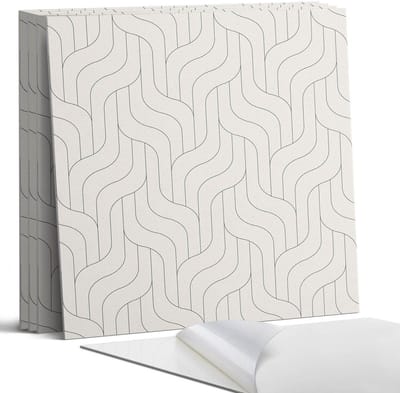 Coloray Wandpanelen Zelfklevend - Golven in een geometrische opstelling Zelfklevende Wandpanelen - 50 cm x 50 cm - Romig Wandpaneel PVC - 4 stuks - Mozaïeken Wandpanelen Zelfklevend - Keuken Wandpanelen - Wandpanelen Badkamer