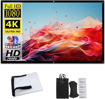 Draagbaar Projectiescherm - Opvouwbaar Scherm - Thuisbioscoop Buiten - Full HD 4K Ready - Tot 300 Inch - Wit