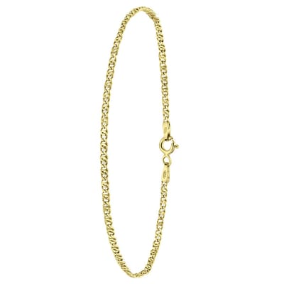 Lucardi Dames Armband schakel fantasie - Echt Zilver - Armband - Cadeau - 19 cm - Goudkleurig