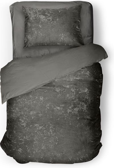 Eleganzzz Dekbedovertrek Crushed Velvet - Dark Grey - Dekbedovertrek 140x200/220cm - 100% Velvet - Eenpersoons dekbedovertrekken - Effen Dekbedovertrek