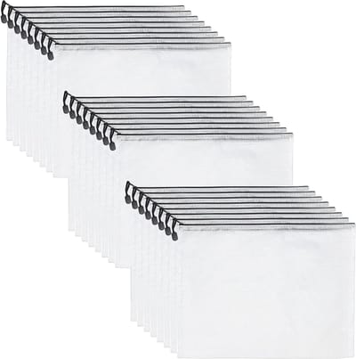 24 Stuks A3 Zip Wallets - Plastic Mesh Tassen voor Cosmetica, Kantoorbenodigdheden en Reisaccessoires