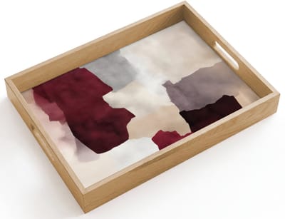 Dienblad hout 40x30 cm - Schootdienblad - Abstract - Kleurbakken - Rood - Borrelplank rechthoek - Plateau dienbladen