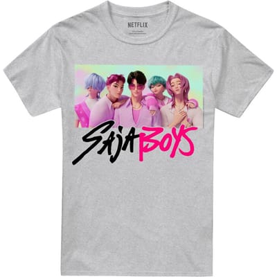 K-Pop Demon Hunters Unisex Volwassen Saja Jongens Fotolijst T-shirt (Heide Grijs)
