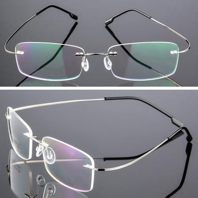Lunettes sans monture Super élastiques en alliage de titane pour hommes et femmes, lunettes unisexes sans cadre, mode Business, Protection des yeux argenté