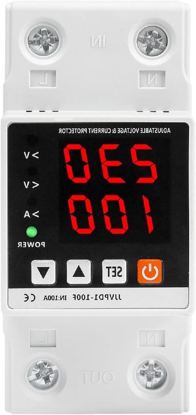 Instelbare Over- en Onder spanning Bescherming 230 V AC 2P 100 A met Overstroombeveiliging voor Relais